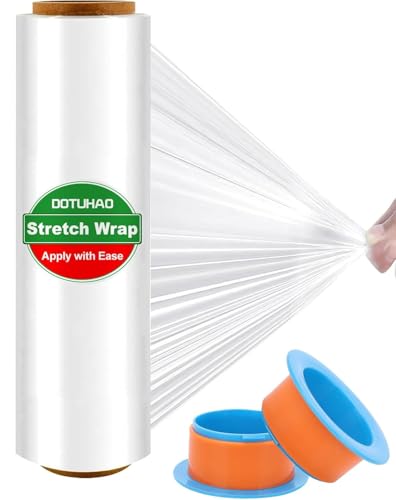 Image of Stretch Wrap, 18 Inch x 2000ft Shrink Wrap Roll, 80 Gauge Stretch Film, Pallet Wrap Stretch Film, Plastic Wrap for Pallet Wrapping Shipping Moving (1PCS)