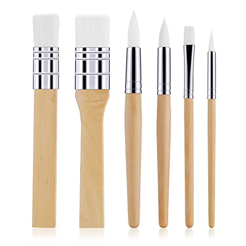TIESOME Pinceles de Madera para Plantillas, Juego de 6 Pinceles para Pintura acrílica, Pintura al óleo, Pintura de Acuarela, fabricación de Tarjetas, proyectos de artesanía de Bricolaje (6 tamaños)