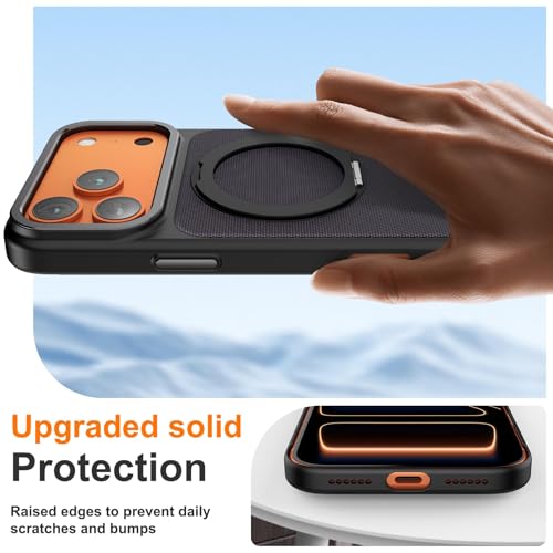 Coque iPhone 17 Pro Max MagSafe en fibre de carbone avec support béquille intégré PC
