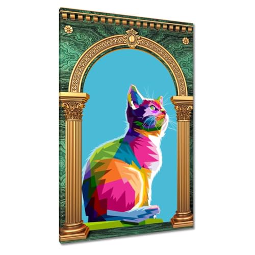 Chat abstrait toile murale pour sublimer le salon moderne 60x90 cm