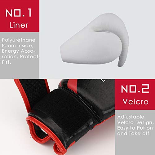 Wesing Kids Professional Boxing Gloves Men Women Boxing Gloves Kickboxing Sparring Workout Training Gloves For Kids (Red, 6Oz) #TOP4