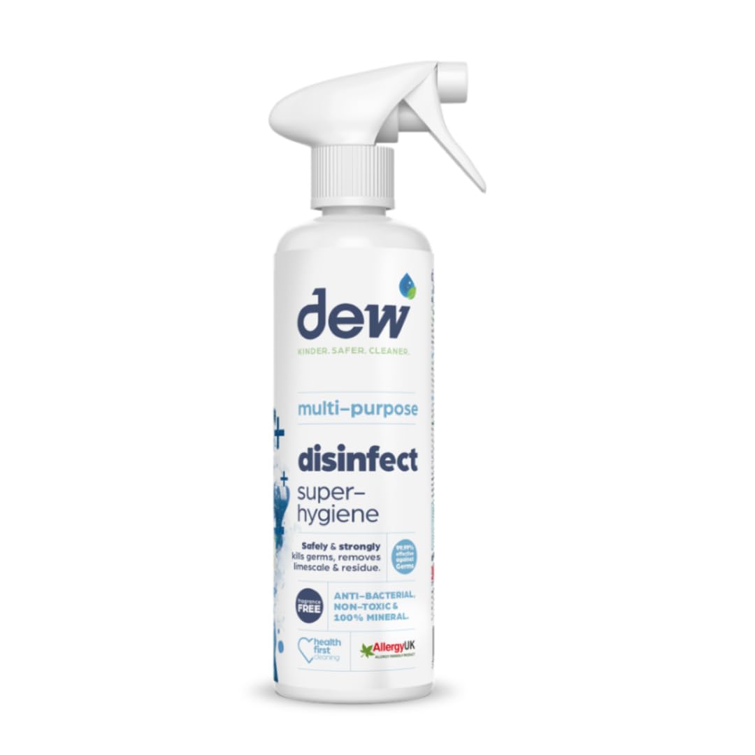 Multi-Purpose Disinfect SuperHygiene 500ML | Dew Disinfect | Safer No-Rinse Formula | Proven 99.99% Effective | Not Toxic | Allergy UK Certified | Mineral-Based Electrolysed Water
