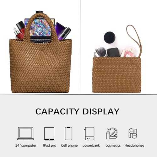 Image of JINMANXUE Fashion Woven Bag Shopper Bag Travel Handbags and Purses Women Tote Bag Large Capacity Shoulder Bags