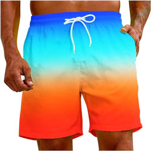 Muscularfit Swimsuit Men 5 Inch Inseam Bathing Suits Hawaiian Color Block Swim Trunks Beach Surfing Board Shorts with Pockets4