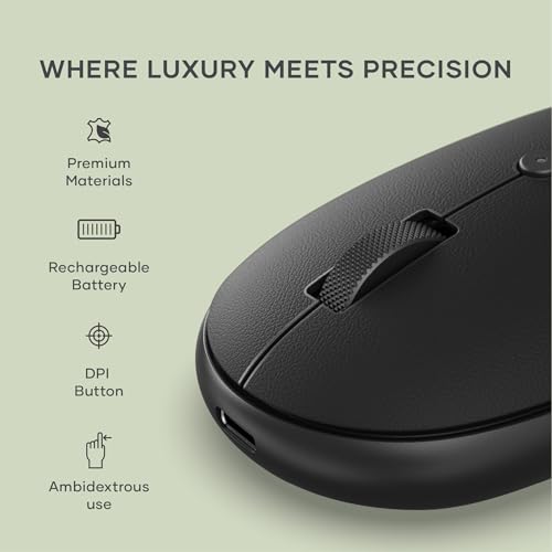 Image of Satechi OntheGo Bluetooth Mouse with USB C Rechargeable Battery, Connect up 3 Devices, Compact and Portable Wireless Mouse for Laptop, Computer, Tablet - Black
