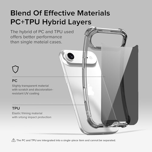 Image of ExpressBfor iPhone Air Case Cover | Anti-Scratch | Soft Shockproof Cushion Corners Camera Protection Back Cover | Hard Transparent Back Cover Case for iPhone Air - Clean Black