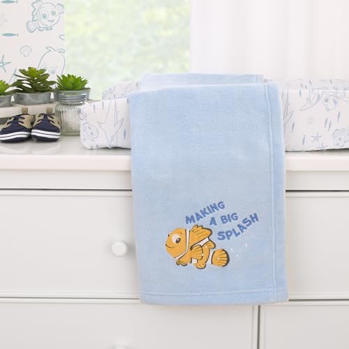 Image of Disney Finding Nemo Cutest Little Catch Light Blue, and Orange Super Soft Appliqued Baby Blanket