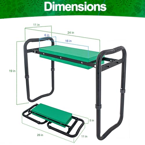 5 STAR SUPER DEALS Adjustable Garden Kneeler & Seat with Handles - Heavy-Duty Outdoor Foldable, Portable Garden Stool with Thick EVA Foam Pad, Multi-Purpose Gardening Bench for Kneeling and Sitting.