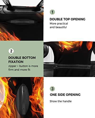 Travel Luggage Cover Medium Suitcase Cover Fit for 22-25 Inch Luggage Luggage Protector Suitcase Cover Scratchproof Sports Theme Flying Baseball in Fire Luggage Cover Protector for Suitcase2