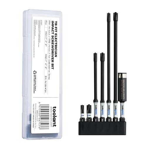 toolant 7pcs TB-Fit Electrician Impact Screwdriver Bit Set, 1/4” Hex-Shank S2 Steel, CNC Machined Tips with Magnetism, FPH1（PH1-SL4.5）FPH2（PH2-SL6）Screwdriver Bit Set