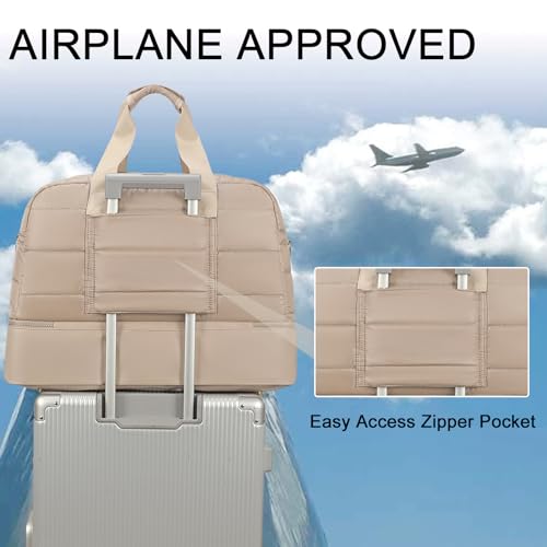 CAMTOP Travel Weekender Bags for Women with Shoe Compartment Quilted Puffer Tote Bag Carry on Duffle Bag for Overnight Bag2