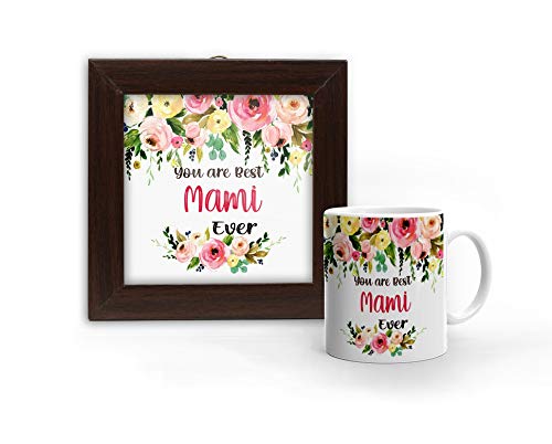 Khakee You are Best Mami Printed Blue Coffee Mug 325 ml and Poster Frame(6x6")- Gift for Mami -Birthday-Anniversary
