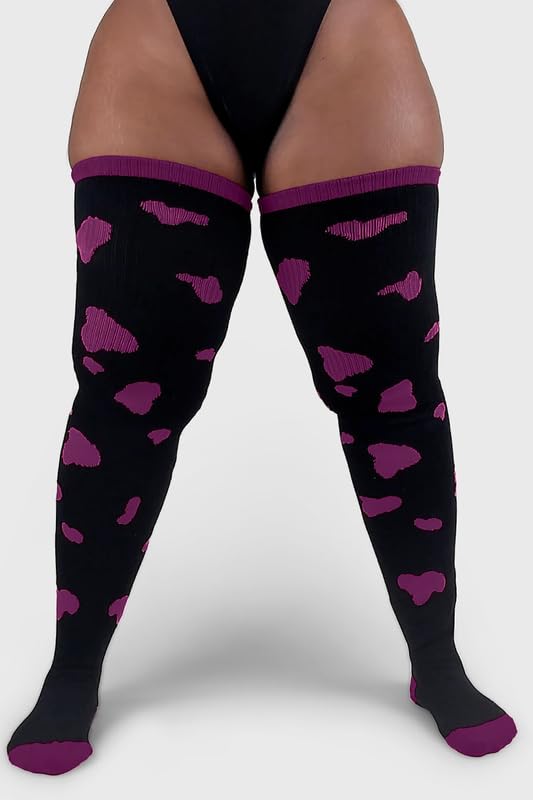 Image of Thunda Thighs Plus Size Thigh High Socks, Over the Knee High Boot Stockings Leg Warmers, Extra Long & Thick Socks