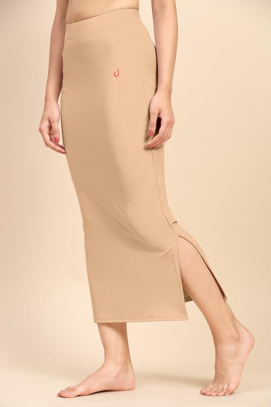 Image of TRENDMALLS Women's Polyester Spandex Stretchable Straight Saree Shapewear Petticoat for Women, Cotton Blended, Skirts for Women, Saree Shaper Light Peach
