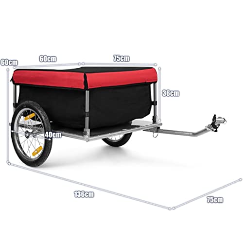 COSTWAY Folding Dog Bike Trailer, Two-Wheel Bicycle Wagon Cargo with Removable Cover, Large Pet Cart Carrier for Indoor Outdoor 6 COSTWAY Folding Dog Bike Trailer, Two-Wheel Bicycle Wagon Cargo with Removable Cover, Large Pet Cart Carrier for Indoor Outdoor - Image 7