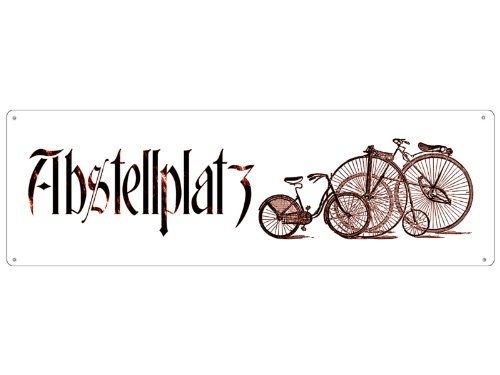 Interluxe Metallschild ABSTELLPLATZ FAHRRAD Hinweisschild Fahrräder Blechschild Shabby Vintage Schild