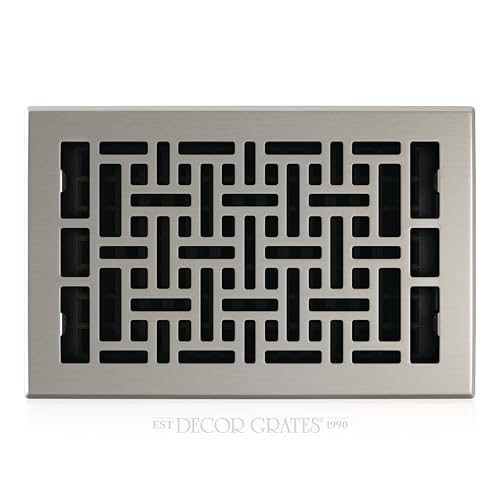 Decor Grates AJH610-NKL Oriental Floor Register, 6-Inch by 10-Inch, Brushed Nickel by Decor Grates - Used condition - US$16.17
