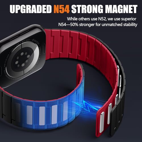 Image of SNBLK Magnetic Watchband Compatible with Apple Watch for Men 44mm 45mm 46mm 49mm 42mm 41mm 40mm 38mm Women, Silicone Sport Strong Magnet Strap for iWatch Series 11 Ultra 3 Ultra 2 Se 10 9 8 7 6 5 4 1