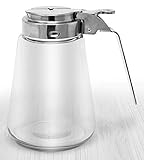 Millvado 12 Ounce Glass Sugar/Syrup Dispenser | Restaurant Style, Stainless Steel Lid, Perfect for...