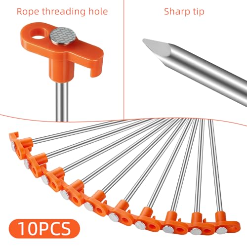 Estacas para tienda de campaña JBPZNJZZ modelo JBPZPZC10 7 pulgadas paquete de 10 piezas color naranja miniatura 3