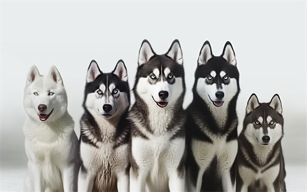 Rompecabezas para adultos y familia de 1000 piezas, rompecabezas de cinco perros husky siberianos, formación de madera, juguete educativo difícil,