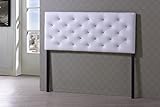 Upholstered headboard with faux crystal button tufting