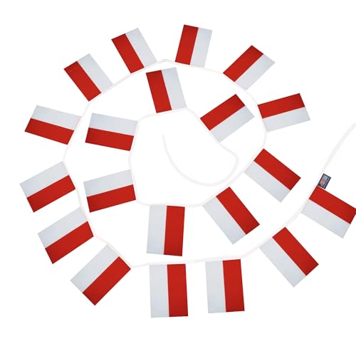 Image of AZ FLAG Monaco 6 meters BUNTING Flag 20 flags 9'' x 6'' - Monegasque - Monacans STRING flags 15 x 21 cm