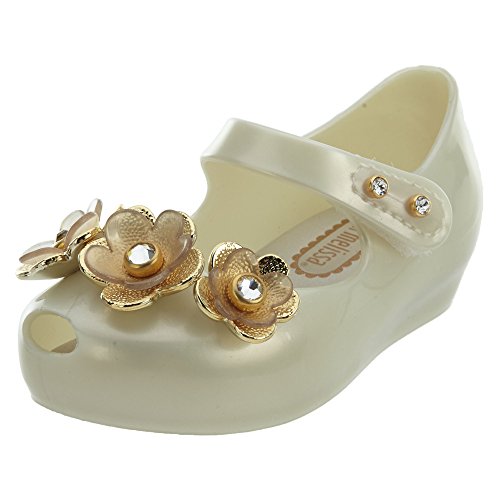 mini melissa Baby-Girl's Mini Ultragirl Special Mary Jane Flat, Pearl, 9 M US Toddler