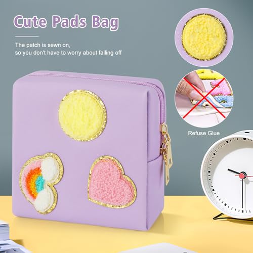 Image of airogym Period Bag for Ladies, Sanitary Napkin Storage Bag, Functional PU Leather Sanitary Pad Bags for Panty Liners, Tampons, Menstrual Cup Pouches, Sanitary Pads Organizer