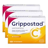 Grippostad C Hartkapseln zur schnellen Linderung von Reizhusten, Schnupfen, Kopf- und Gliederschmerzen und Fieber bei Erkältung und grippalen Infekten - 3 x 24 Hartkapseln