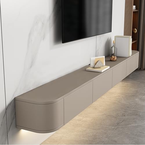 Soporte flotante para TV montado en la pared, estantes de TV con puerta, consola de almacenamiento grande, banco de TV debajo de la TV (caqui, 120 cm)