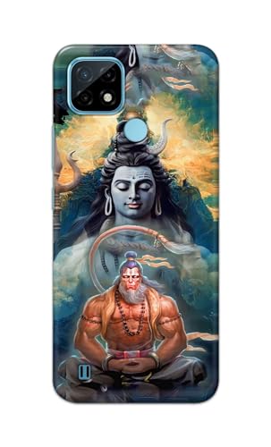Image of PRINTFIDAA Printed Hard Back Cover Case for Realme C21 Back Cover (Lord Shiva and Hanuma) -112