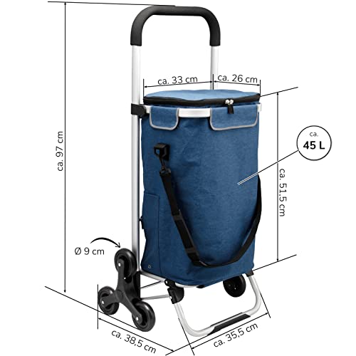 bremermann Einkaufstrolley DREBBER, Handwagen, Treppensteiger, Einkaufswagen mit Abnehmbarer Tasche (Blau) – Bild 8