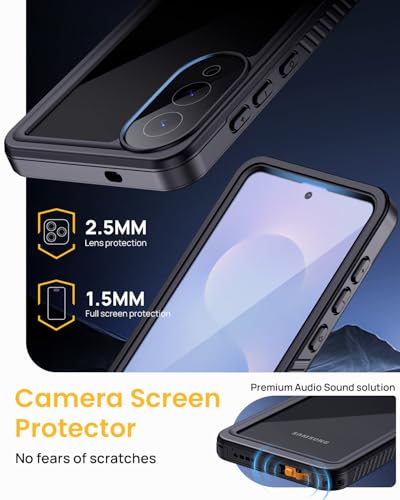 Image of Lanhiem for Samsung Galaxy S25 Edge Phone Case, IP68 Waterproof Dustproof Case with Built-in Screen Protector, Rugged Full Body Protective Cover for Galaxy S25 Edge 6.7 Inch, Black