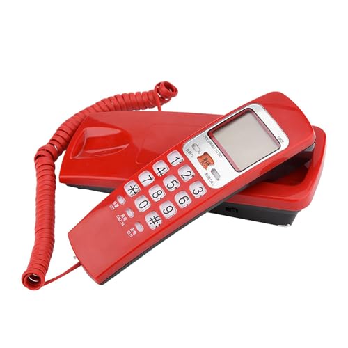Teléfono fijo con cable, diseño retro, montable en pared rojo miniatura 5
