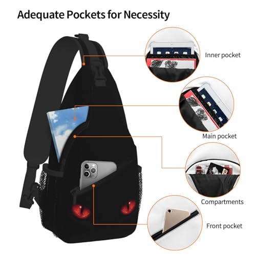 Image of SUPLUCHOM Sling Bag Red Eyes Cat Hiking Daypack Crossbody Shoulder Backpack Travel Chest Pack for Men Women