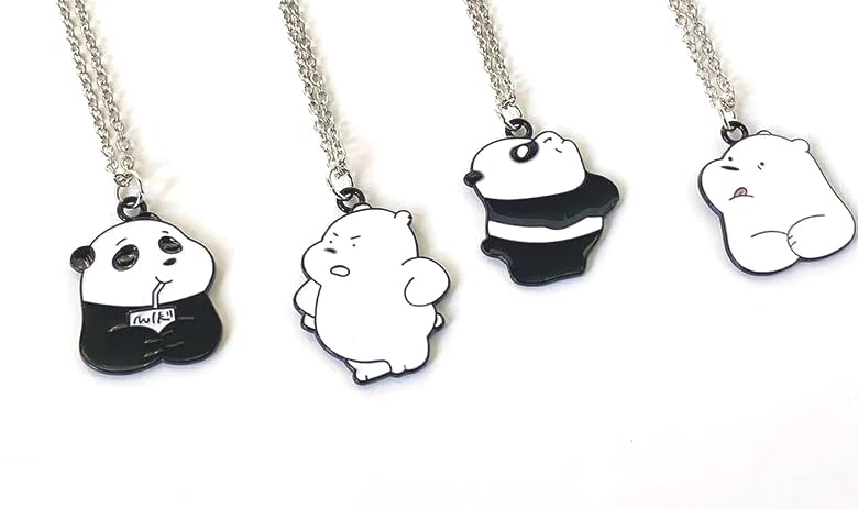 Pendentif Ours Panda Argent pour femme, collier médaillon dessin animé