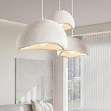 SEEAIRSHOP Scandinavian Pendant Lights Kitchen Island White Concrete Cement Look Pendant Light Dome Hanging Lamp Wabi Sabi Chandelier - Large