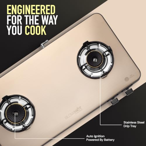 Image of BLOWHOT Crystal 2B Gas Stove | Stainless Steel Top | Push Button Auto Ignition Gas Stove Powered by Battery | Warranty - 2 Year on Product | 5 Years on Burner and Gas Valves