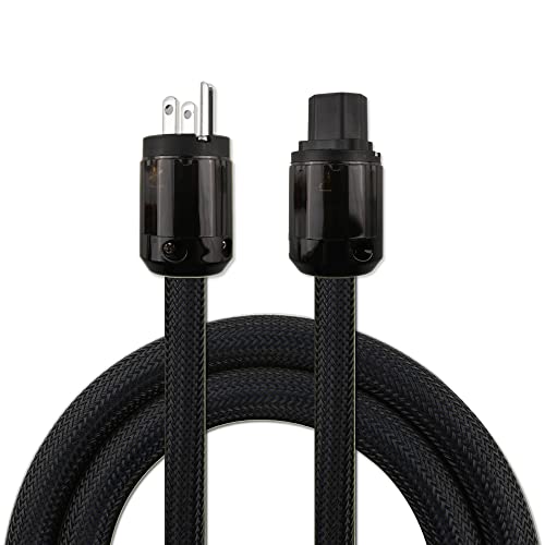 Image of Tertullus AC Power Cable HiFi Audiophile Black Power Cord with US Plug+IEC Connector (2m /6.56ft) for CD /DVD /Mixer /Amplifier /DAC Recorder 125V 15A