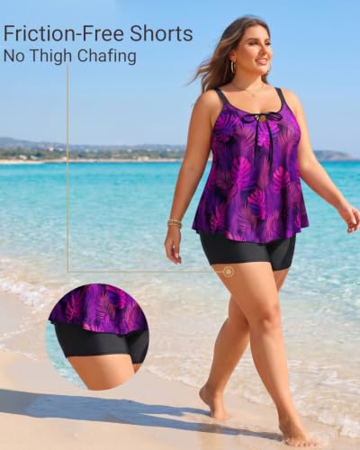 Image of Daci Women Plus Size Tankini Swimsuit - 2 Piece Flowy Plus Size Bathing Suits and Shorts with Pockets 2025