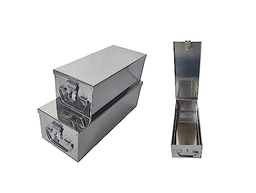 GinoSet Stainless Steel Locker Boxes Jewellery Boxes Cash Peti Set (Multi_Pack of 2) Size – 8 Inch, 10 Inch, Rectangular