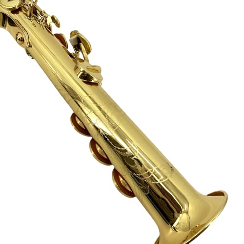 Image of Straight Soprano Saxophone Bb B Flat Sax with Case, Mouthpiece,Reeds & Accessories Brass Woodwind Instrument for Beginners,Adults & Advanced Players GOLD