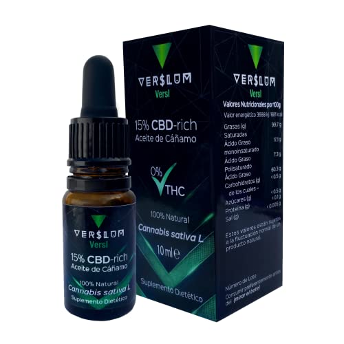 VERSLUM VERLS CANNABIDOL Oil - PURE Aceite de CannaBiDol con 15% | 10ml | Cannabidol 100% NATURAL Prensado en Frío (1500mg) | Máxima Calidad en CannaBiDol | Certificados Oficiales ISO Cover
