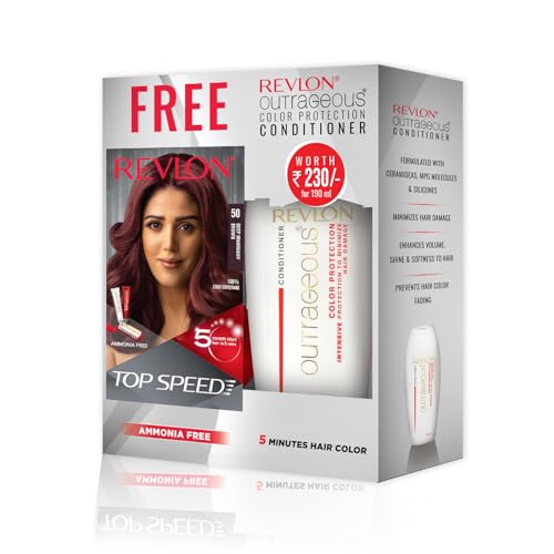Image of Revlon Top Speed Hair Color For Woman - Deep Mahogany Brown 50 (with Outrageous Conditioner 190 ml)