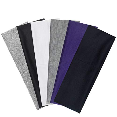 Bandeau de Sport 6 Pièces Bande de Cheveux Antidérapant Évacuation de l'Humidité Elastiques Unisexe Bandeau pour Tennis Yoga Fitness Course Pilates Hommes et Femmes Cover