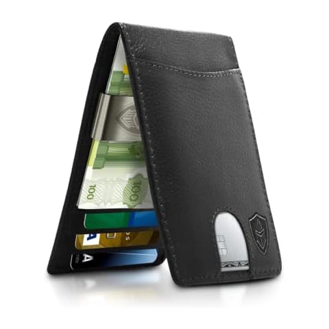 Genuine Leather Wallets for Men - RFID Bifold Money Clip Bifold Front Pocket Thin Minimalist Mens Wallet Credit Card Holder Cover