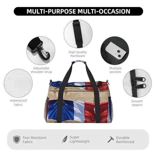 Bolsa de viaje plegable e impermeable de gran capacidad con diseño de bandera francesa 5