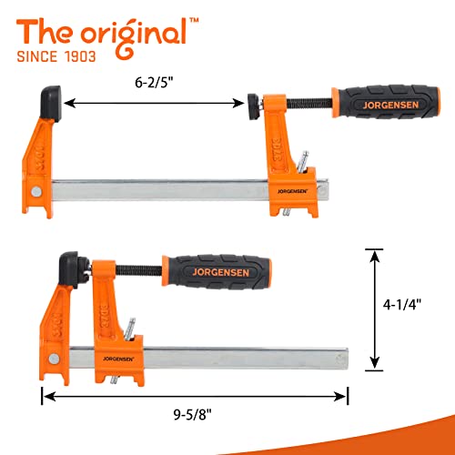 Jorgensen 6 Inch Bar Clamp Set, 2-Pack Steel F Clamp Light Duty, 300 Lbs Load Limited, For Woodworking, Metalworking thumb #1