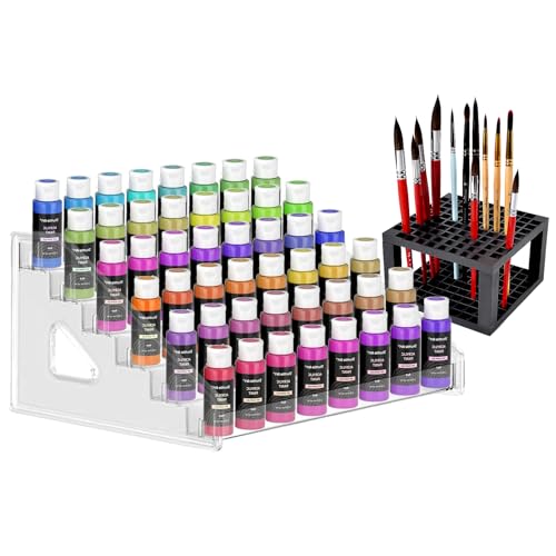 Image of UpChoNice 6-Layer Clear Paint Organizer & Brush Holder, Snap-On Design Miniature Multi-Layer Storage Rack for Model Paints, Alcohol Inks, Nail Polish & Craft Supplies, Easy Assembly